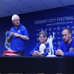 Trust Press Officer Phillip Nifield with Graham Keenor and Mike Inker alongside at the launch of the appeal at the Cardiff City Stadium.