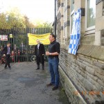 Malky speaking before the unveiling